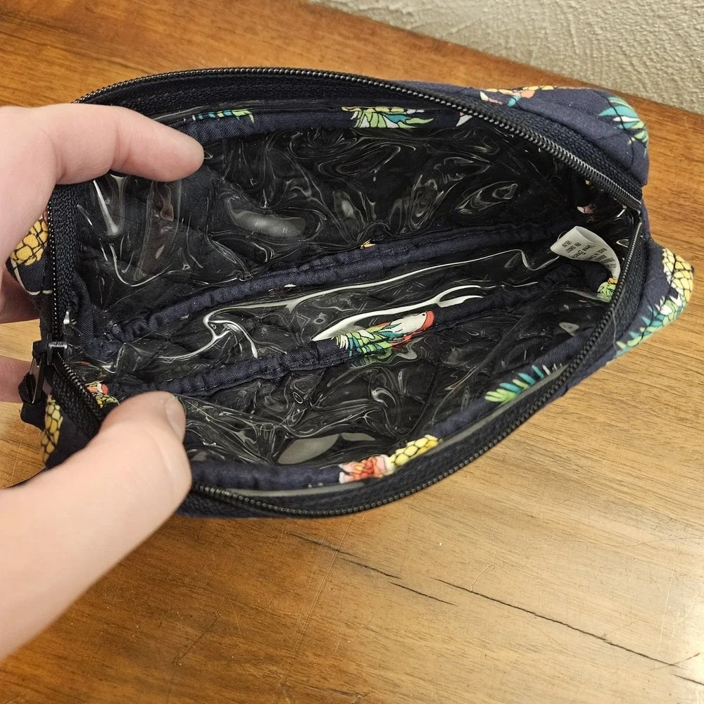 Vera‎ Bradley Toucan Party Make Up Brush & Pencil Case Zipper Plastic Lined